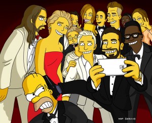 Selfie de los simpson del oscar