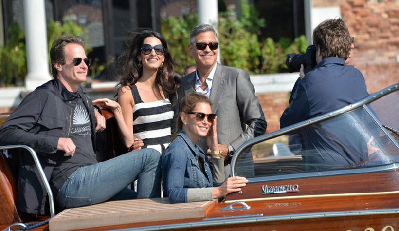 George Clooney y su prometida, Amal Alamuddin, ya están en Venecia