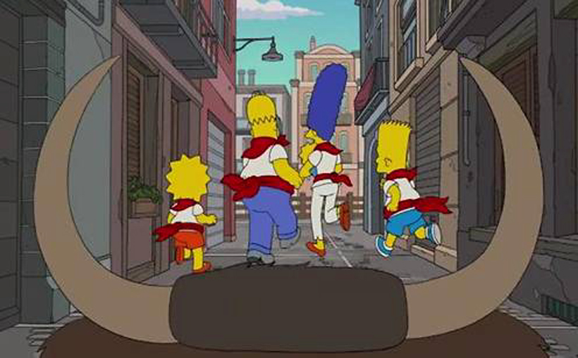 Los protagonistas de ‘Los Simpson’ corren los Sanfermines de Pamplona